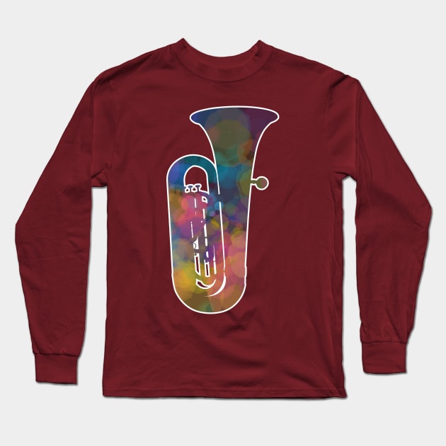 Tuba Silhouette: Watercolors Long Sleeve T-Shirt by Dawn Anthes